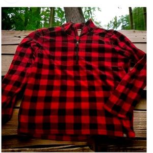 Avalanche Fleece Jacket 1/2 Zippered Buffalo Plaid Red Black